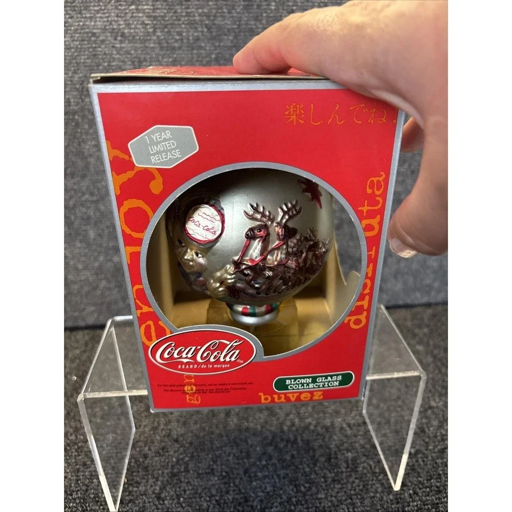 Coca-Cola~Blown Glass Christmas Ornament~Travel Refreshed~4
